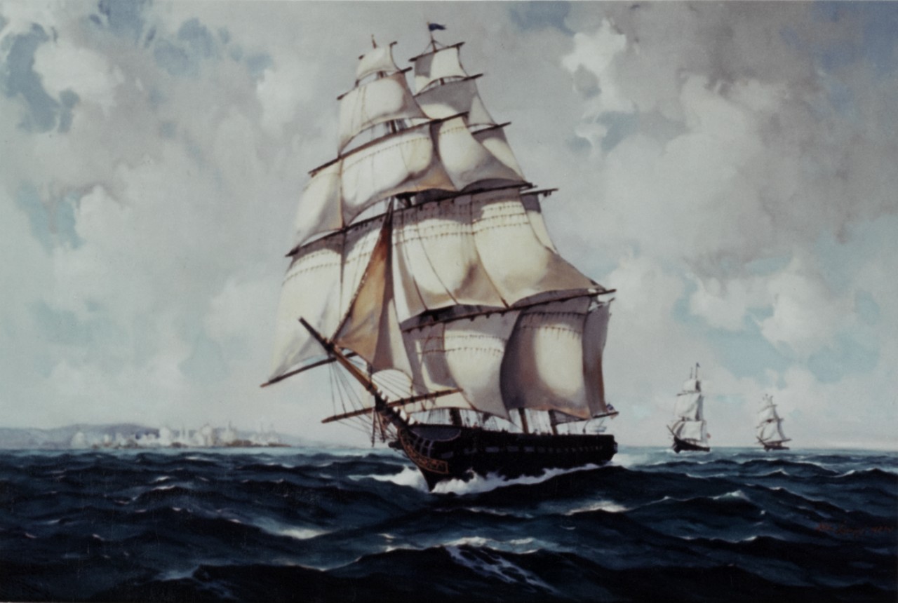 "USS CONSTITUTION leads Preble's squadron off Tripoli, 1804 "
