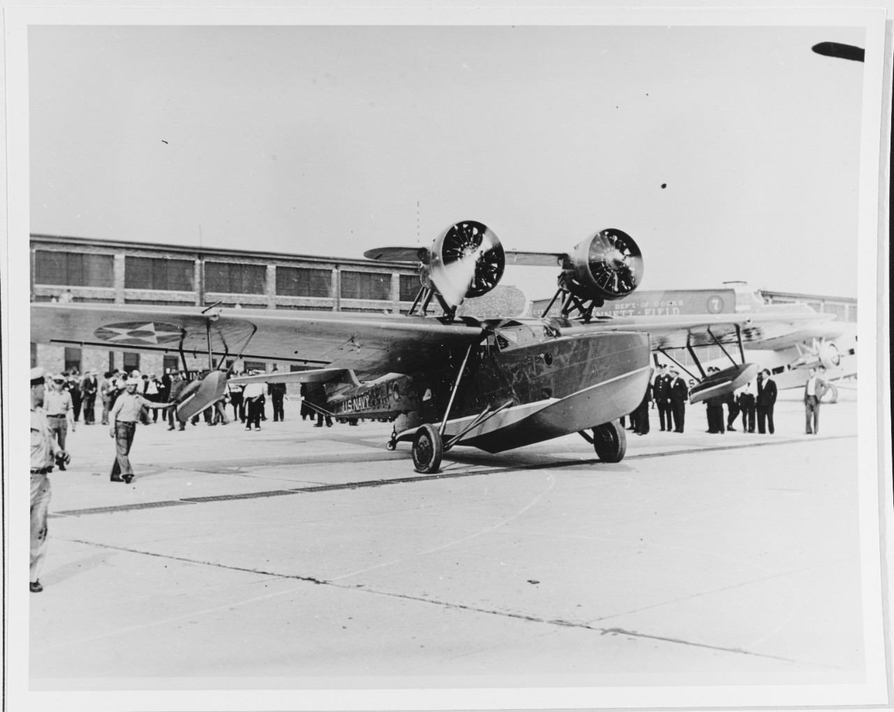 Marshall Italo Balbo, the noted Italian air man, taking off as a guest of the United States from Floyd Bennett Field, New York.