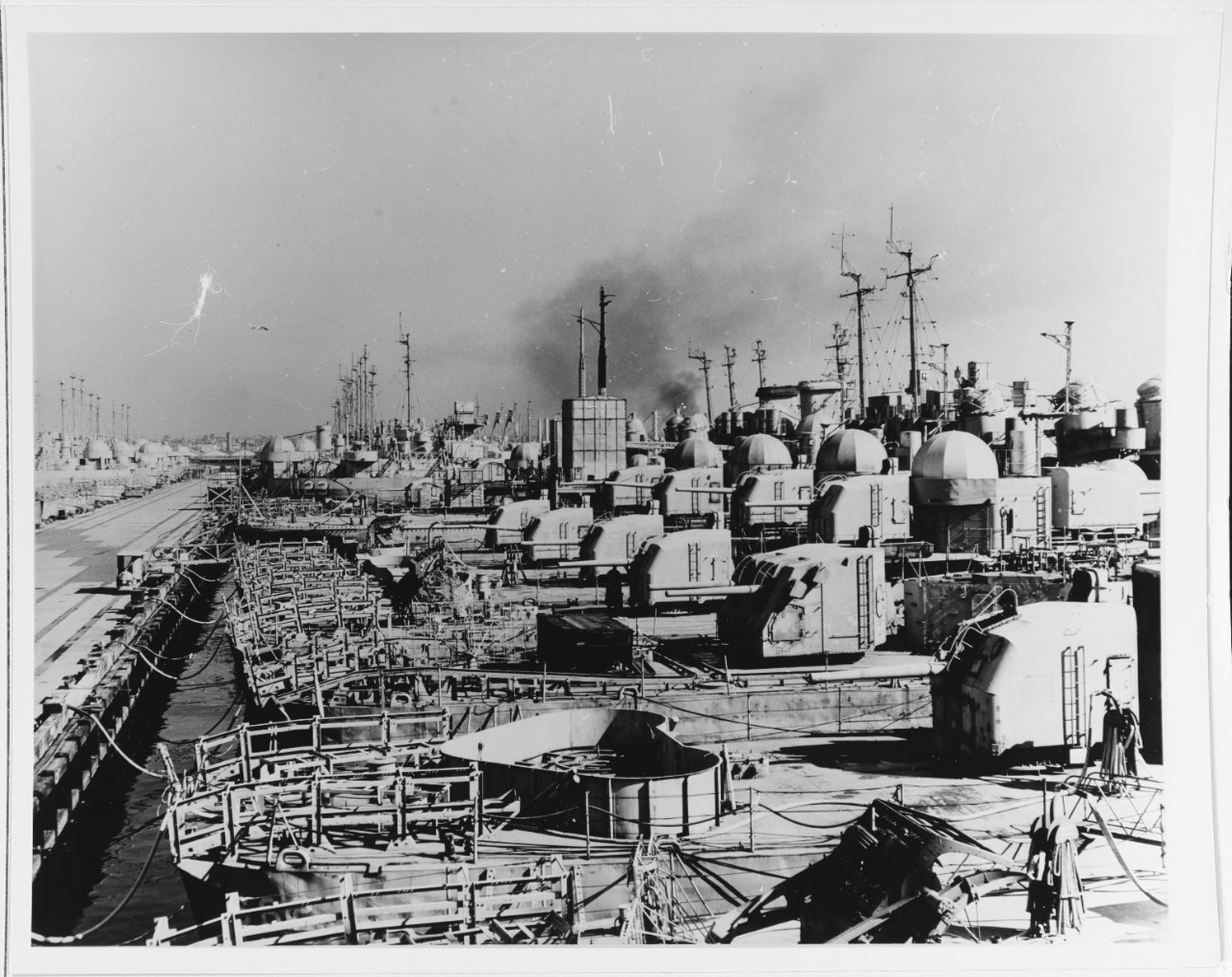 Reserve fleet ships berthed at San Diego, California.