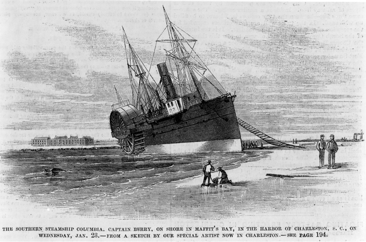 Steamship COLUMBIA, in Charleston Harbor, 23 January 1861.