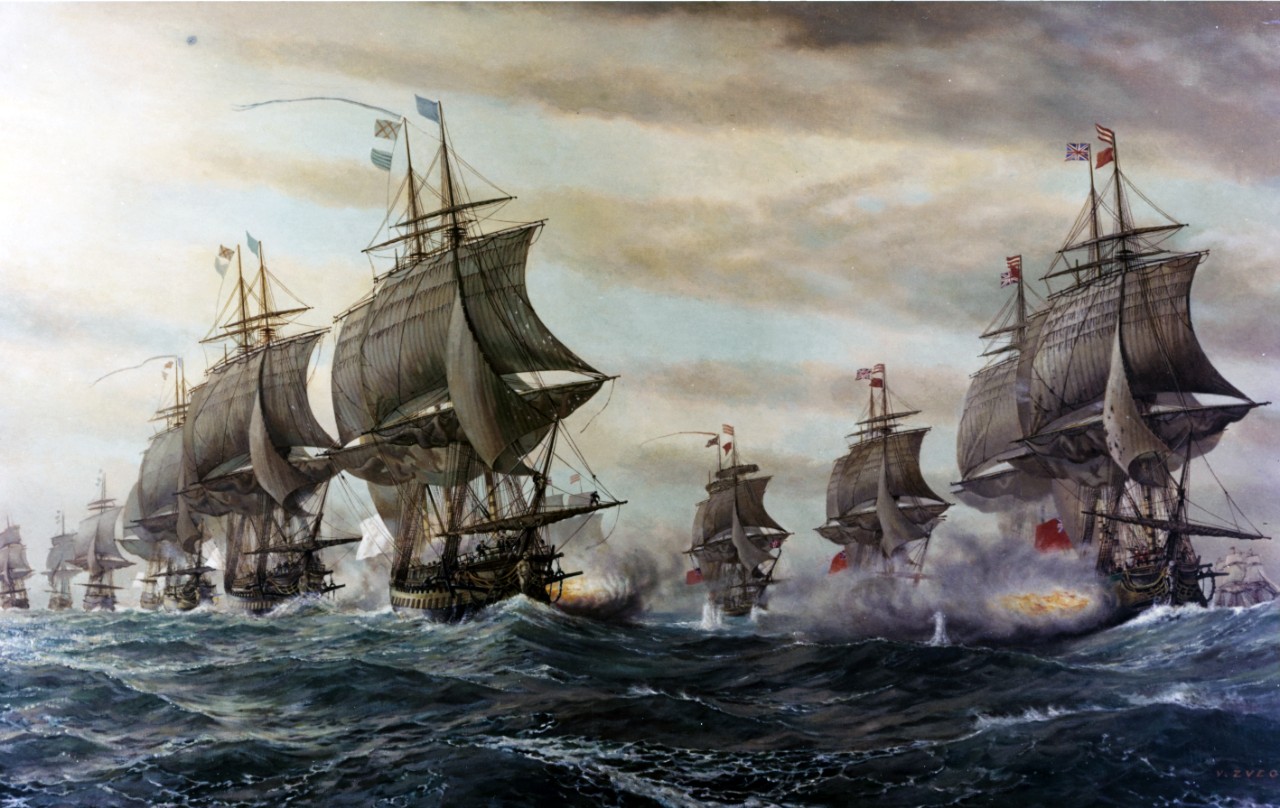 Photo #: NH 73927-KN Battle of the Virginia Capes, 5 September 1781