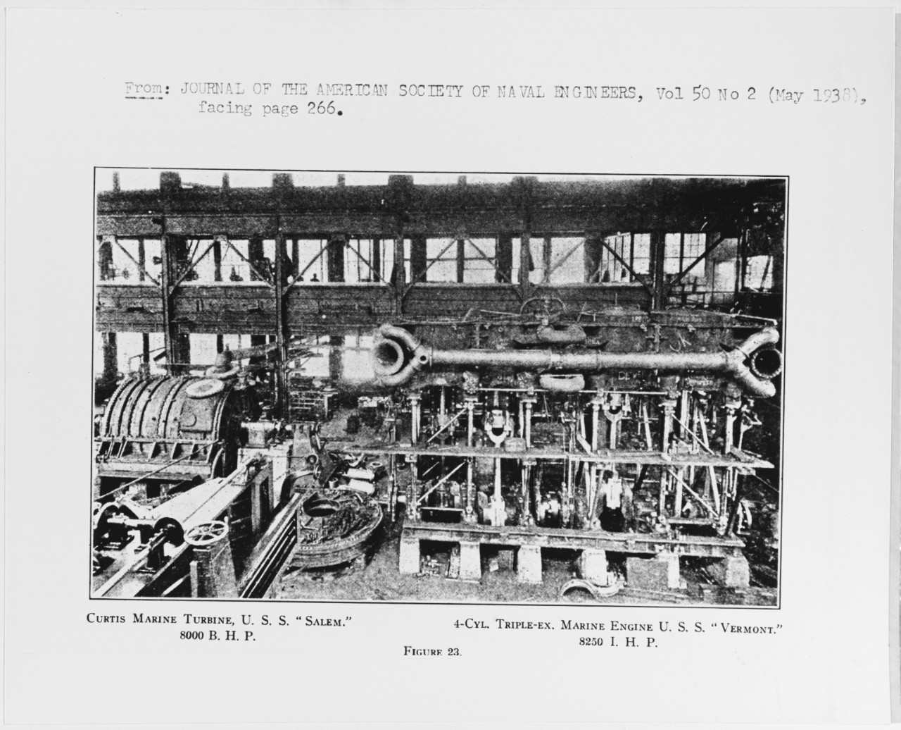 Machinery of USS SALEM (CL-3) and USS VERMONT (BB-20)