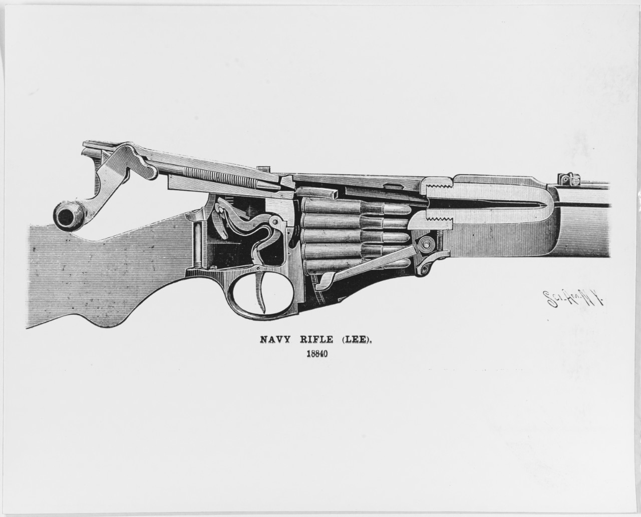 Lee straight-pull rifle, .236 inch cal.