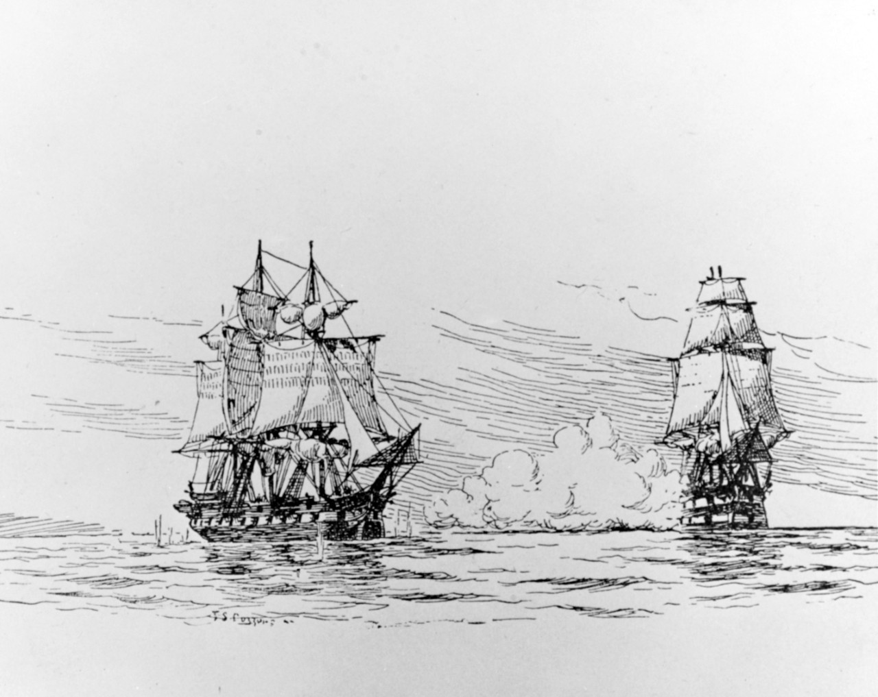 Photo #: NH 74526  Action between USS Chesapeake and HMS Leopard, 22 June 1807