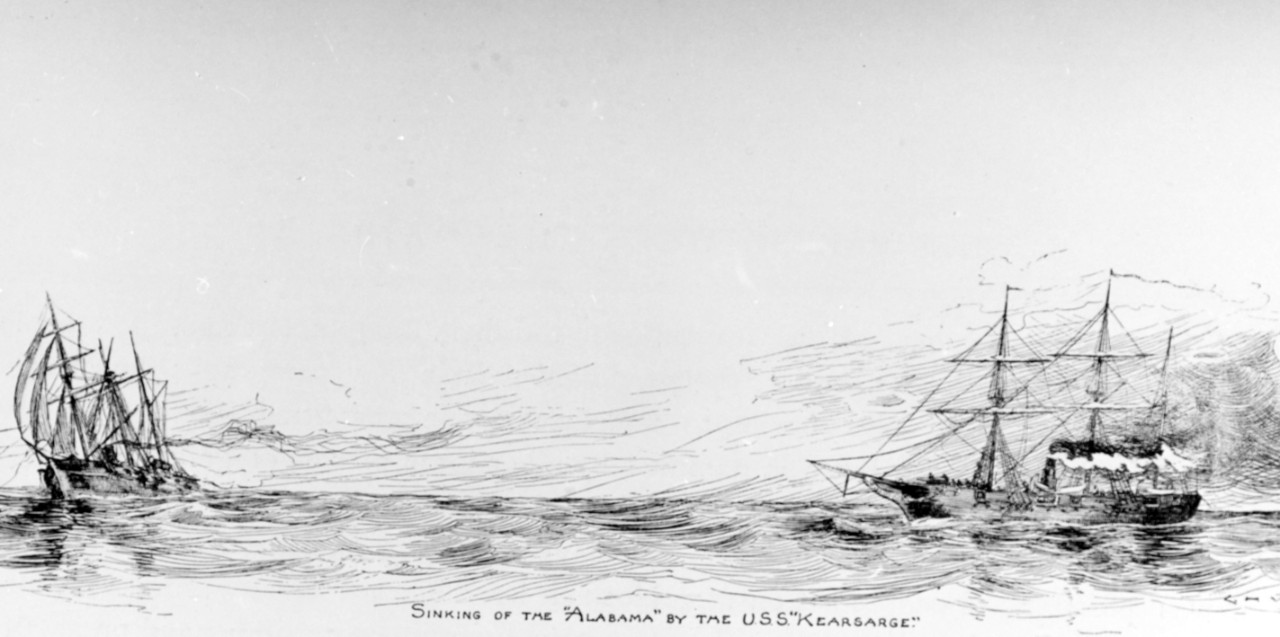 Photo #: NH 74539  &quot;Sinking of the 'Alabama' by the U.S.S. 'Kearsarge'
