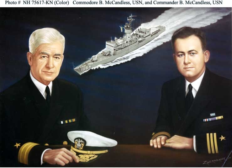 Photo #: NH 75617-KN (Color)  Commodore Bryon McCandless, USN (left), and his son, Commander Bruce McCandless, USN (who retired as a Rear Admiral)