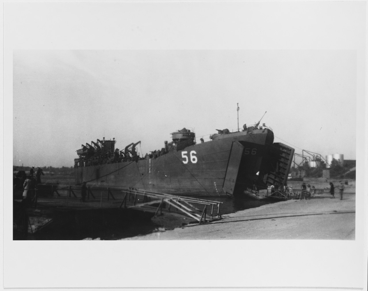 USS LST-56 at Evansville, Indiana, on October 25-30, 1945