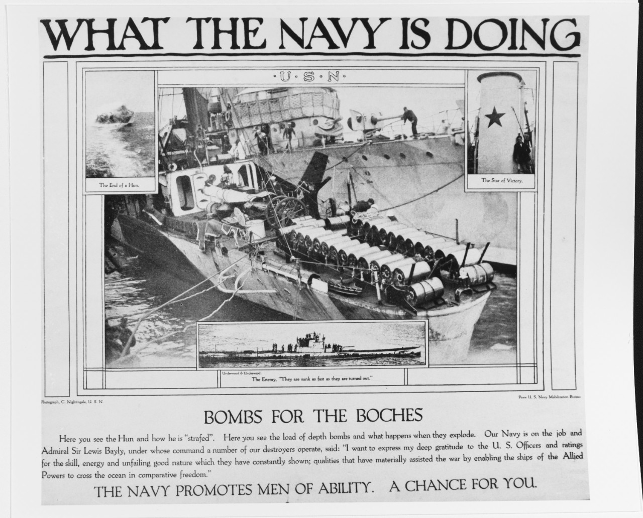 Recruiting Poster: What the Navy is Doing: Bombs for the Boches