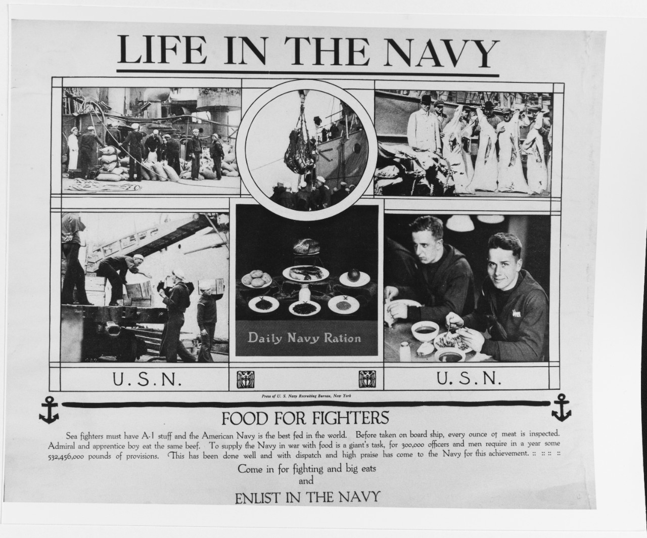 Recruiting Poster: Life in the Navy: Food for Fighters