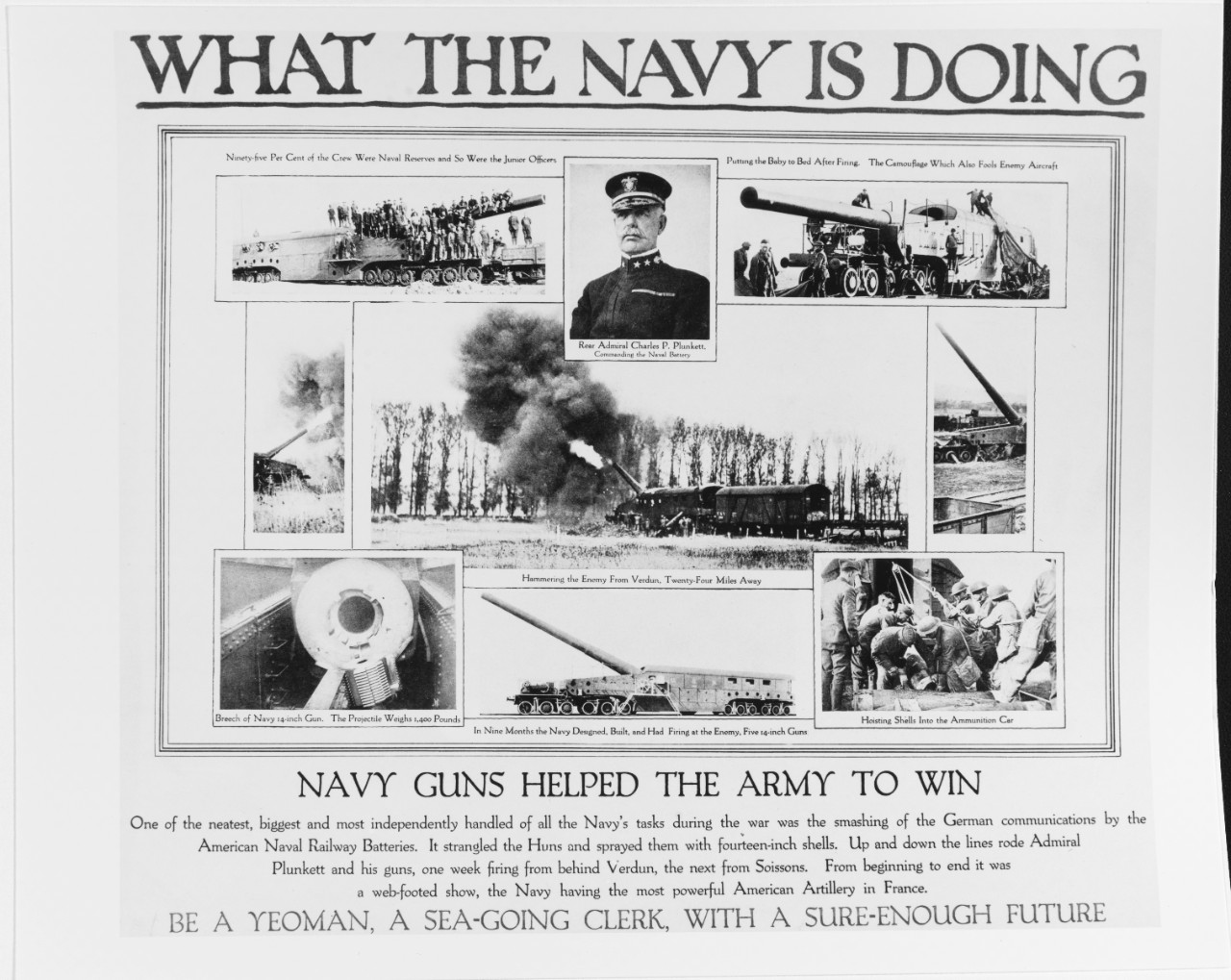 Recruiting Poster: What the Navy is Doing: Navy Guns Helped the Army to Win
