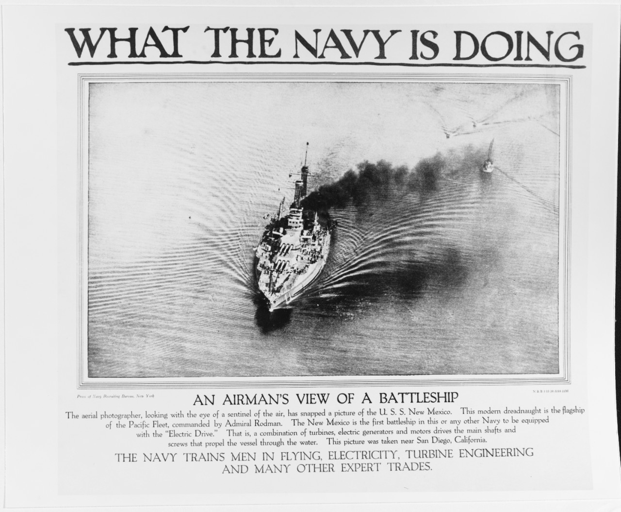 Recruiting Poster: What the Navy is Doing: an Airman's View of a Battleship