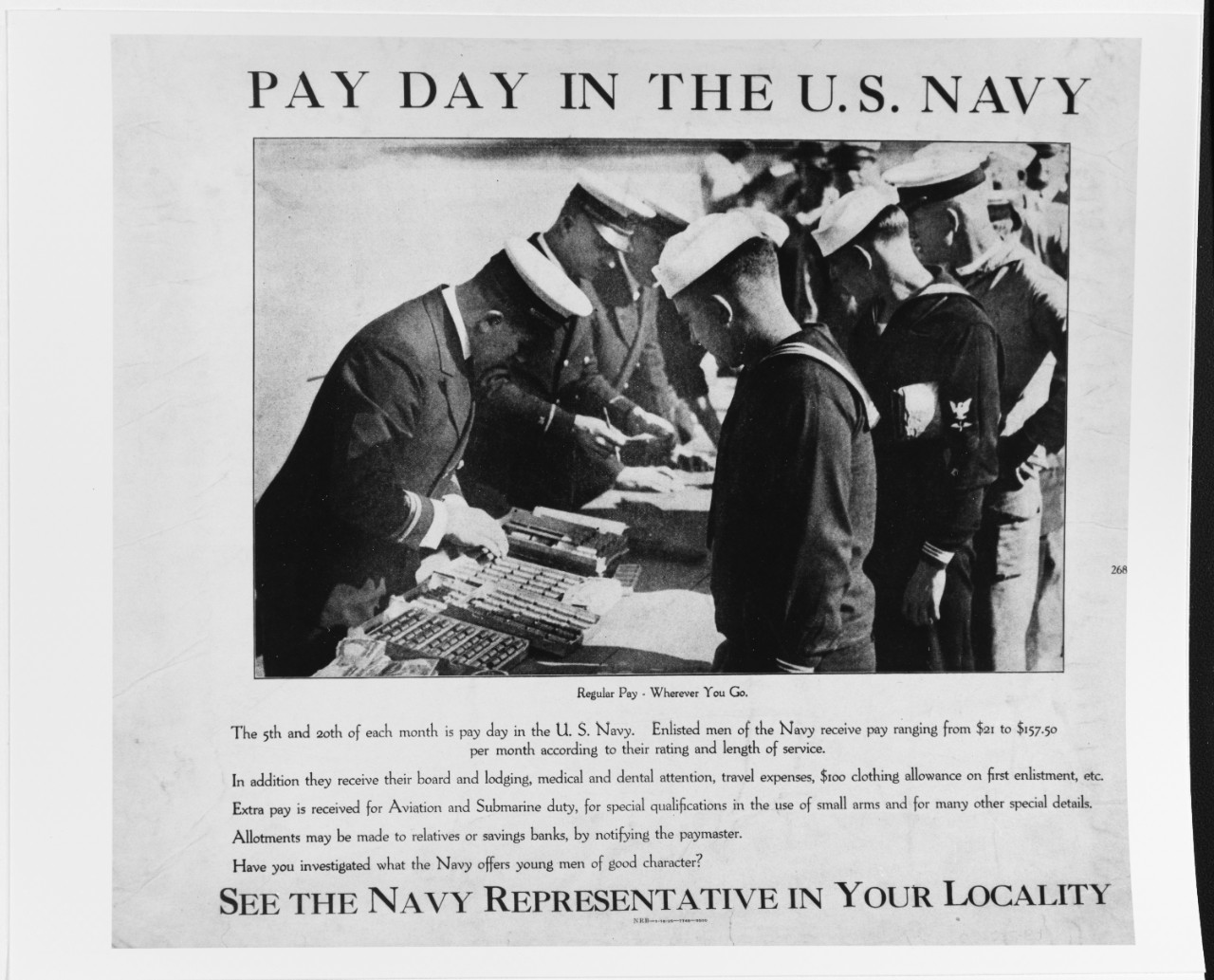 Recruiting Poster: Pay Day in the US Navy