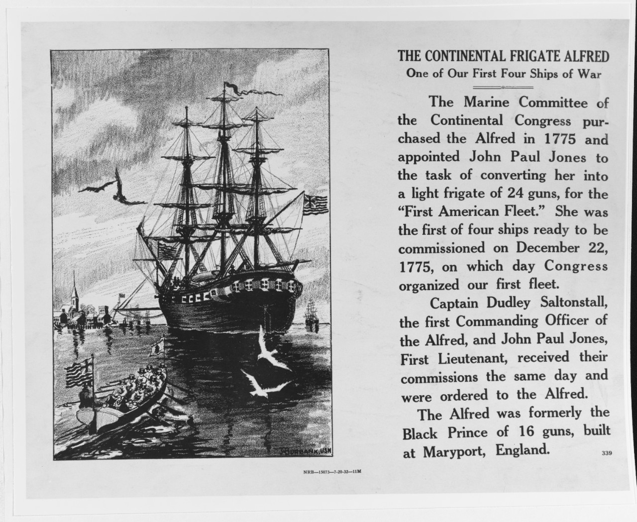 Recruiting poster:  The Continental Frigate ALFRED, one of our first four ships of war