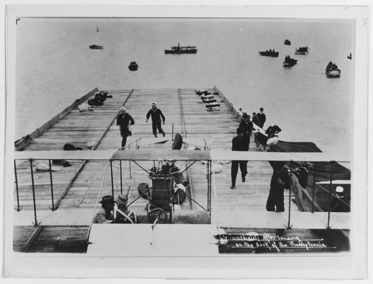 Photo #: NH 77609  First airplane landing on a warship, 18 January 1911