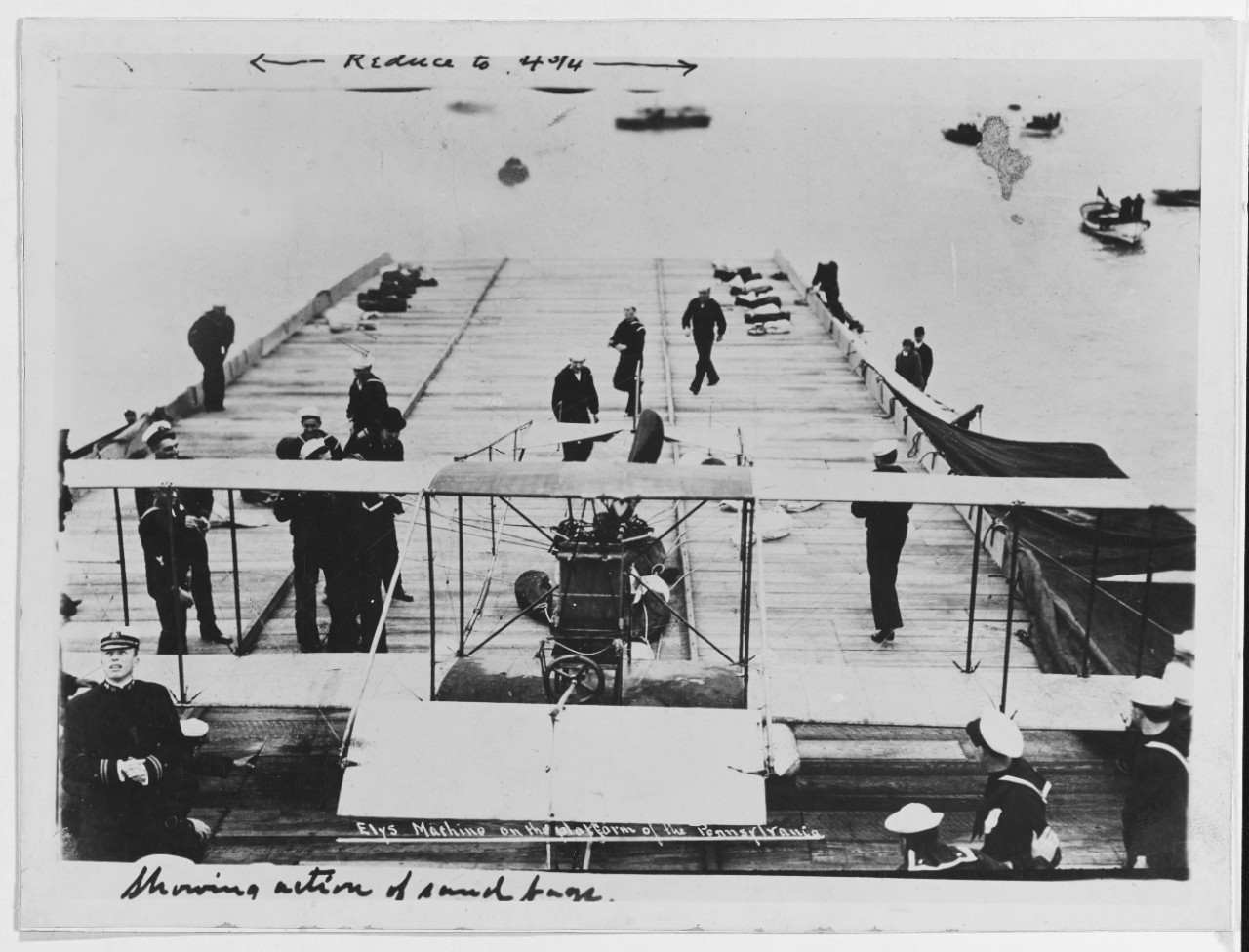 Photo #: NH 77610  First airplane landing on a warship, 18 January 1911