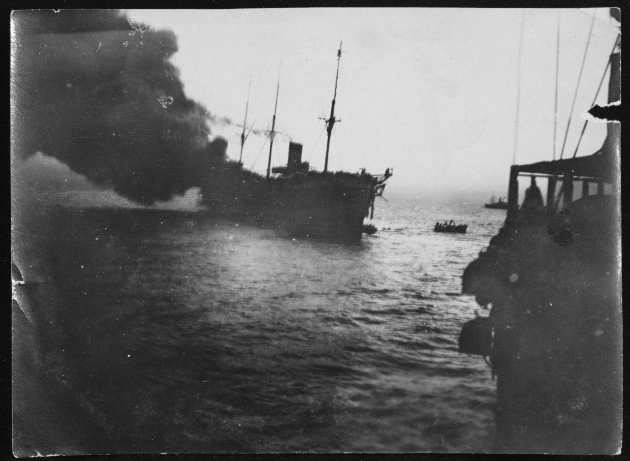 Photo #: NH 78337  Burning of French Transport Vinh-Long, 16 December 1922