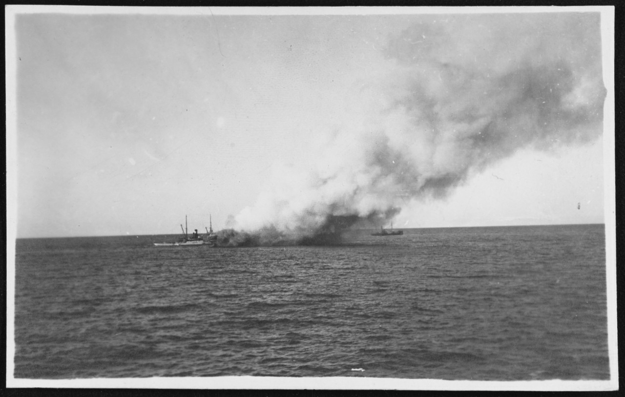 Photo #: NH 78338  Burning of French Transport Vinh-Long, 16 December 1922