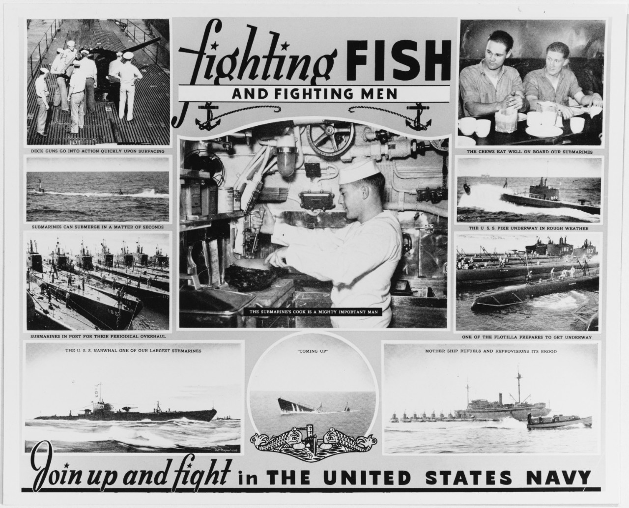 Navy recruiting poster, 1941, "Fighting Fish"