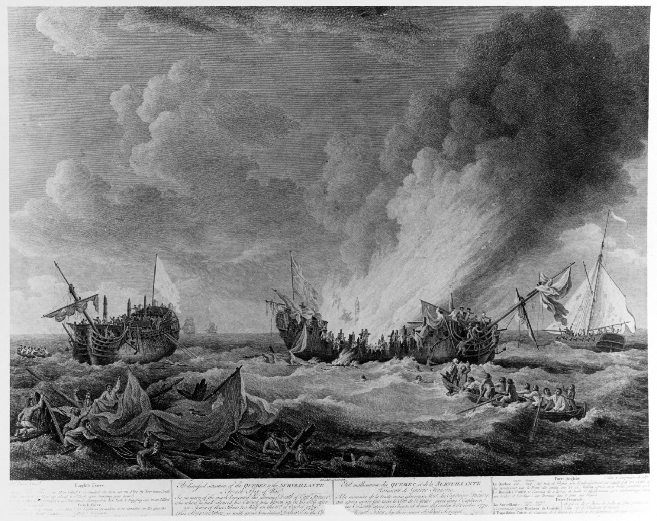 HMS QUEBEC vs. la SURVEILLANTE, 6 October 1779.