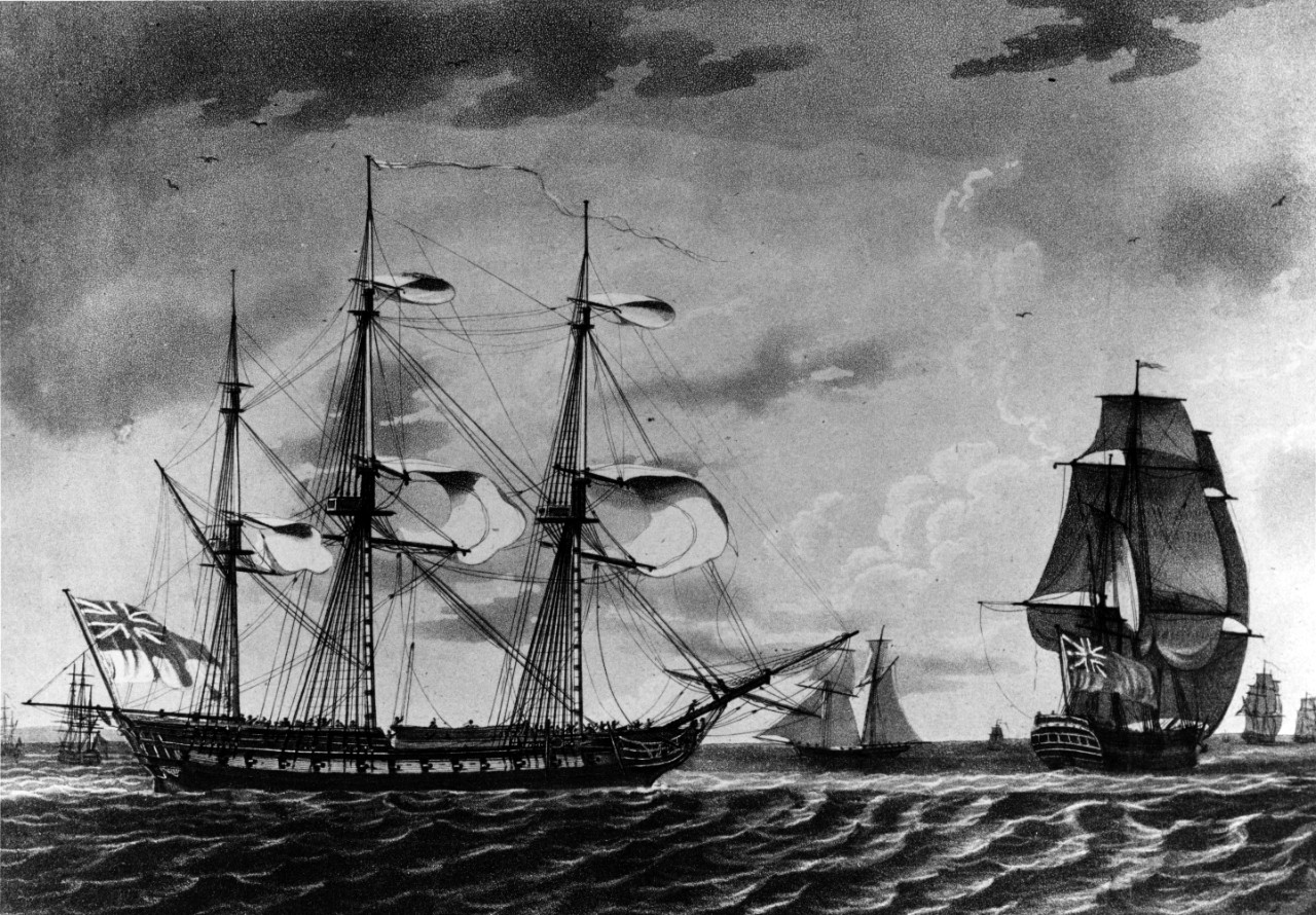 A British frigate and a West Indiaman
