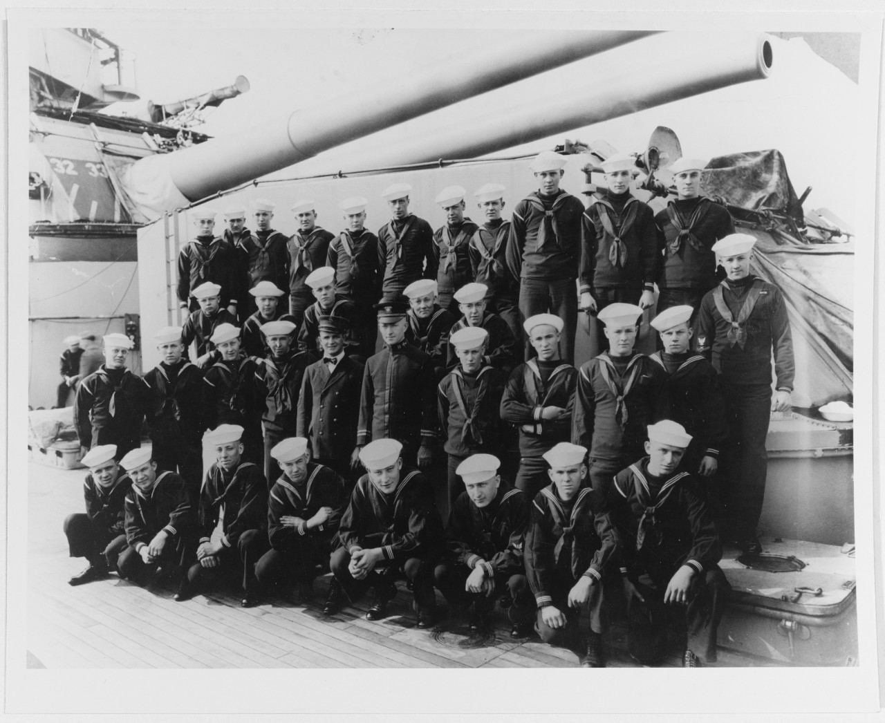 Crewmen of an unidentified 12" gun battleship.