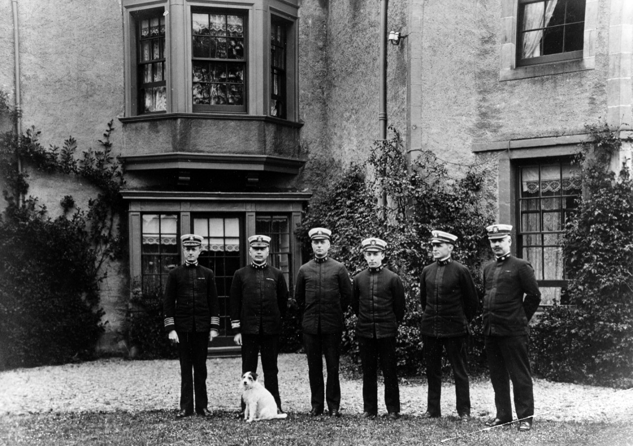 Commander, Mine Force and Staff at Inverness Scotland C. 1918.