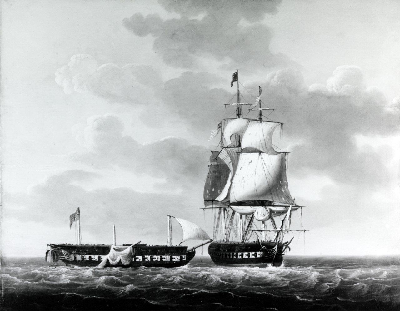 Photo #: NH 85507-KN Action between USS Constitution and HMS Guerriere, 19 August 1812