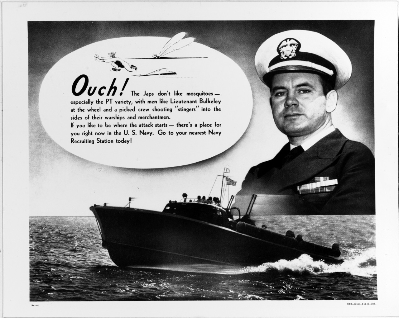 Photo #: NH 86429  Recruiting Poster featuring Motor Torpedo Boat (PT) commander Lieutenant John D. Bulkeley: