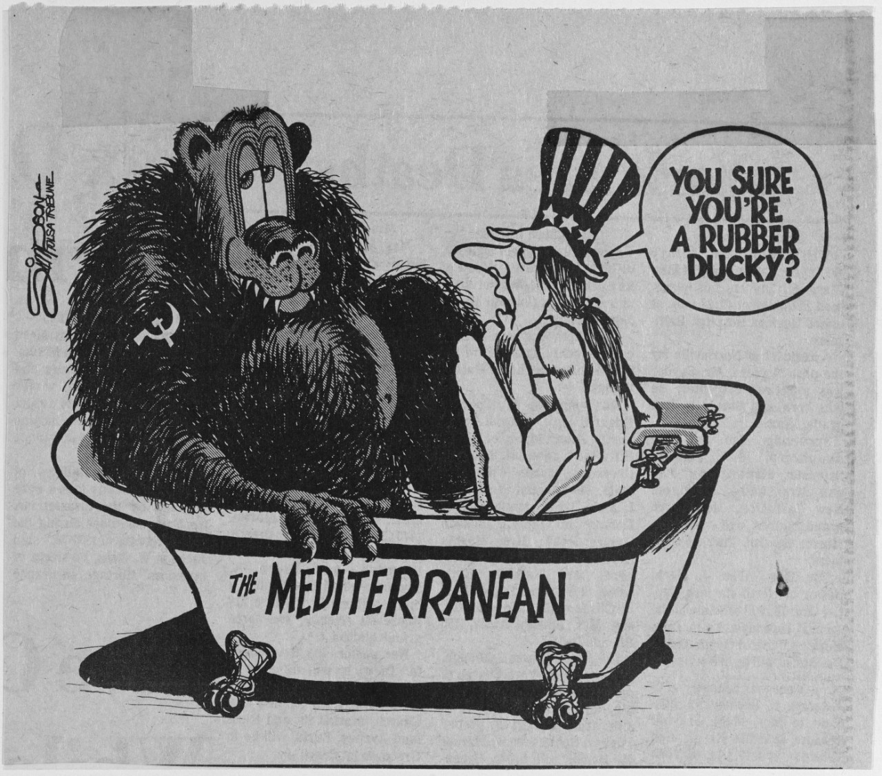 Cartoon on Soviet naval presence in the Mediterranean