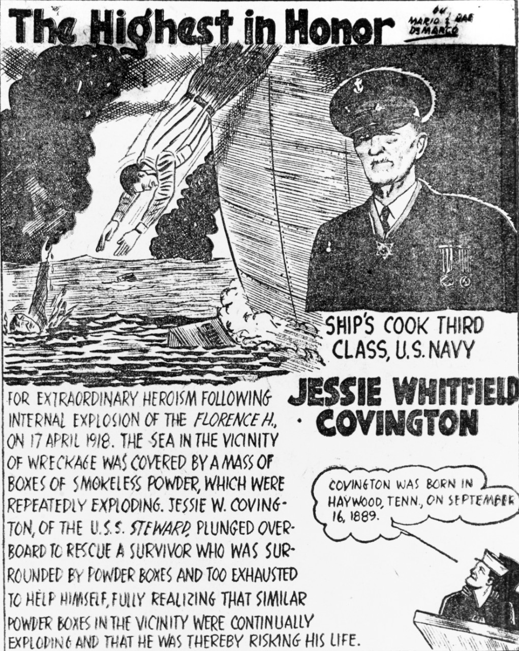 Jessie W. Covington, Ship's Cook Third Class, USN