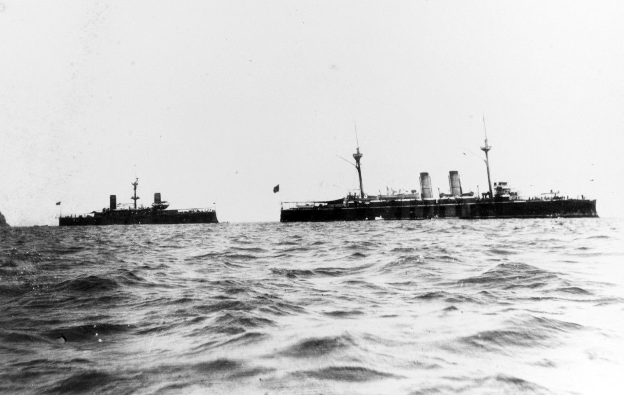 Photo #: NH 88613  Admiral Cervera's fleet in the Cape Verde Islands, April 1898.