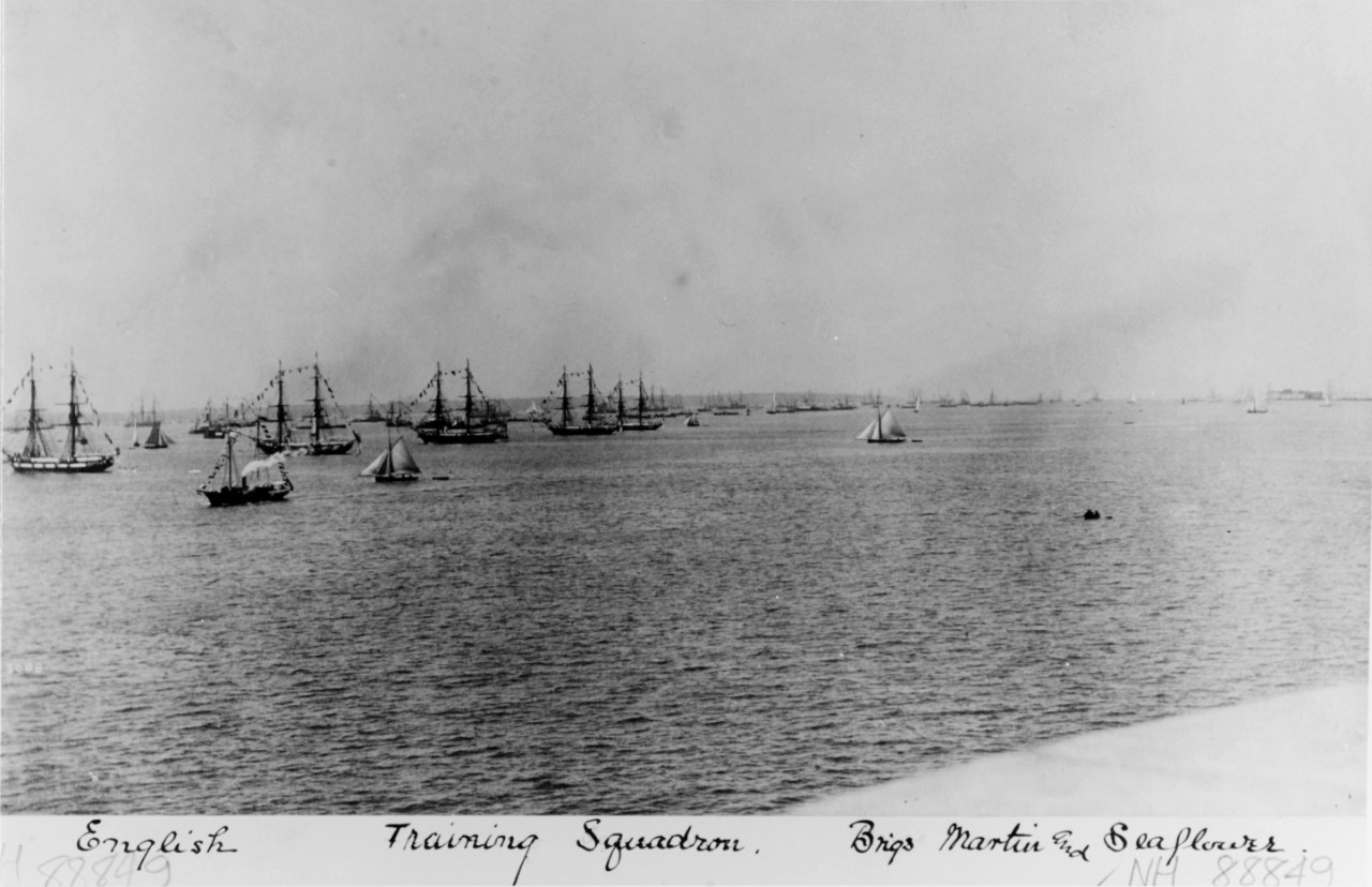 British warships at the July 23, 1887 fleet review at Portsmouth. 