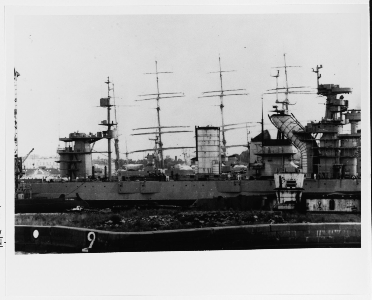Partial view of Soviet warships in a Baltic port, 1956