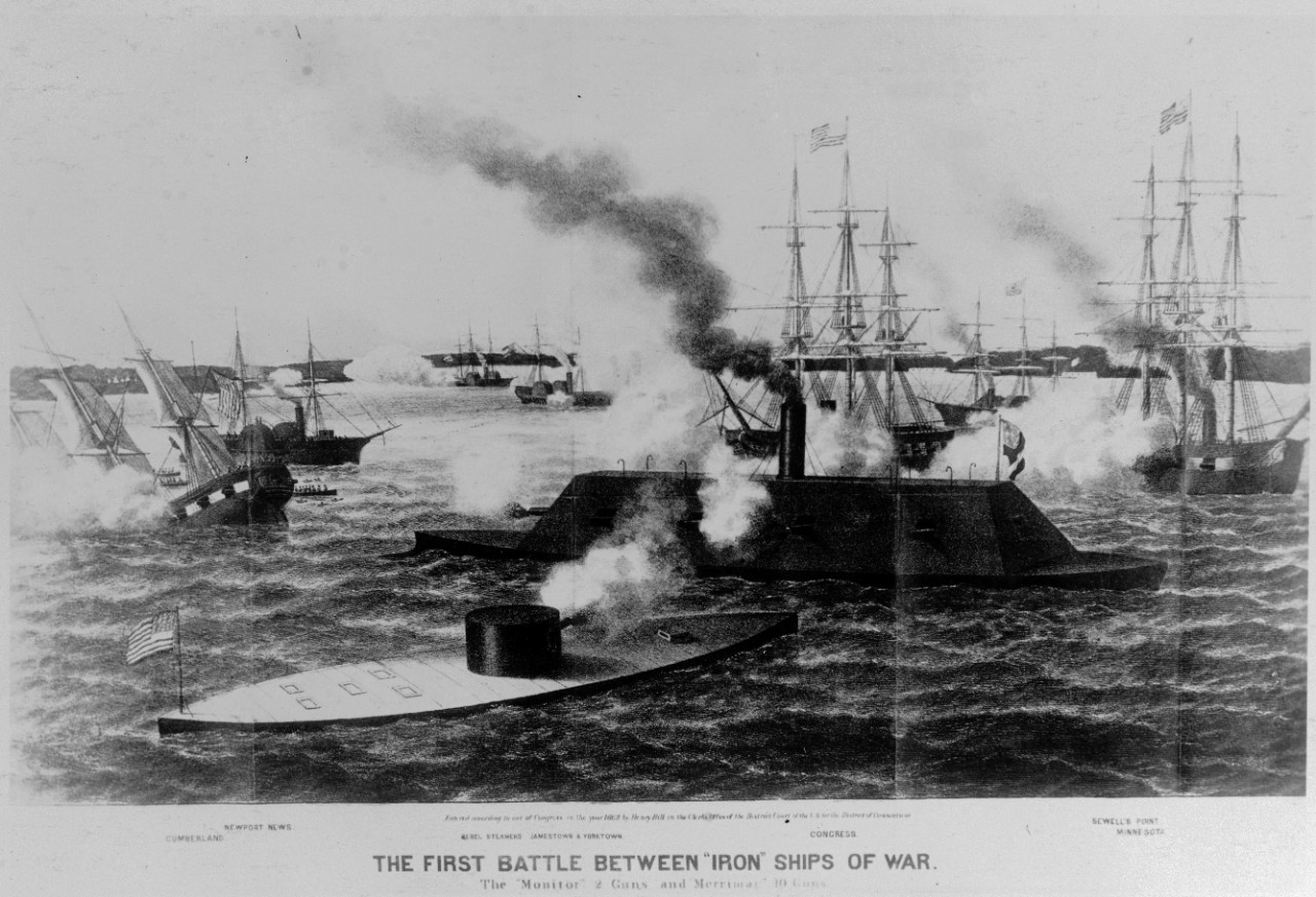 Photo #: NH 91880-KN &quot;The First Battle between 'Iron' Ships of War.&quot;