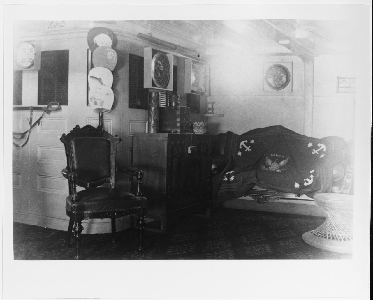 Cabin aboard a U.S. warship, probably steam sloop MARION (circa 1875-1907).
