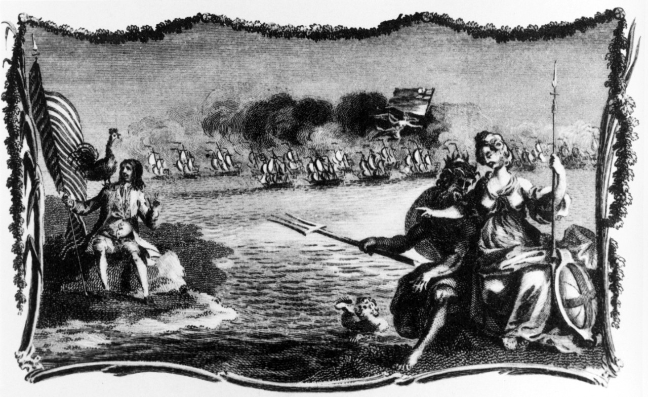 French engraved allegory of the American Revolution,