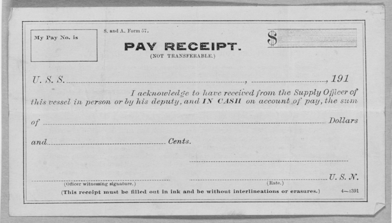 U.S. Navy Pay Receipt Form