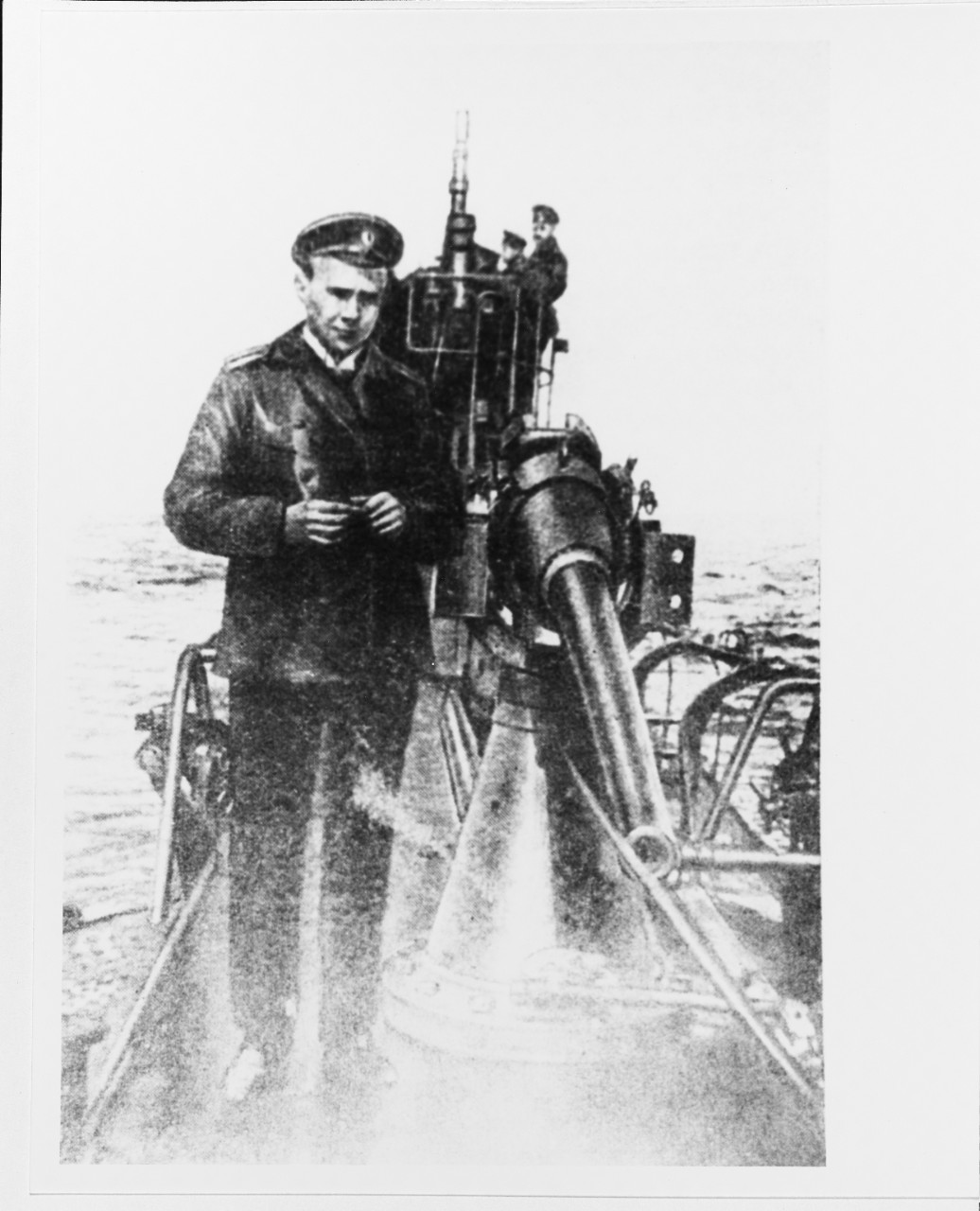 Ensign A.N. VAKHTIN Aboard The Russian Submarine Volk in 1917.
