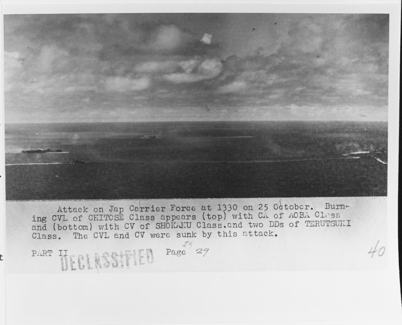 Photo #: NH 95542  Battle off Cape Engano, 25 October 1944