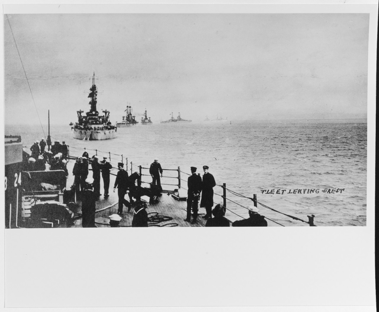 U.S. battleship fleet leaving Brest, France, 16 December 1918.