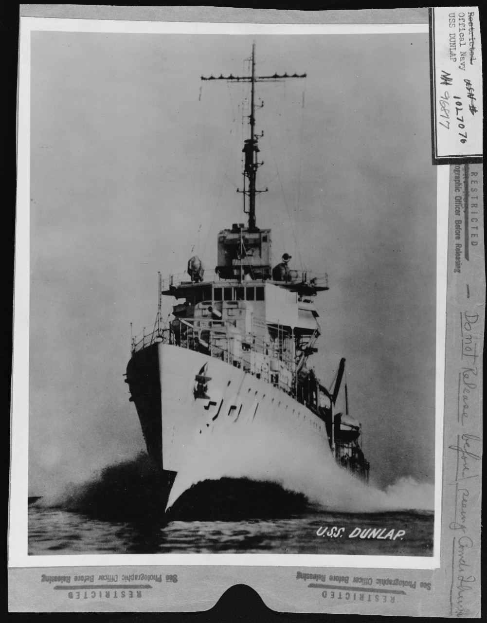 Photo #: NH 96817  USS Dunlap (DD-384)