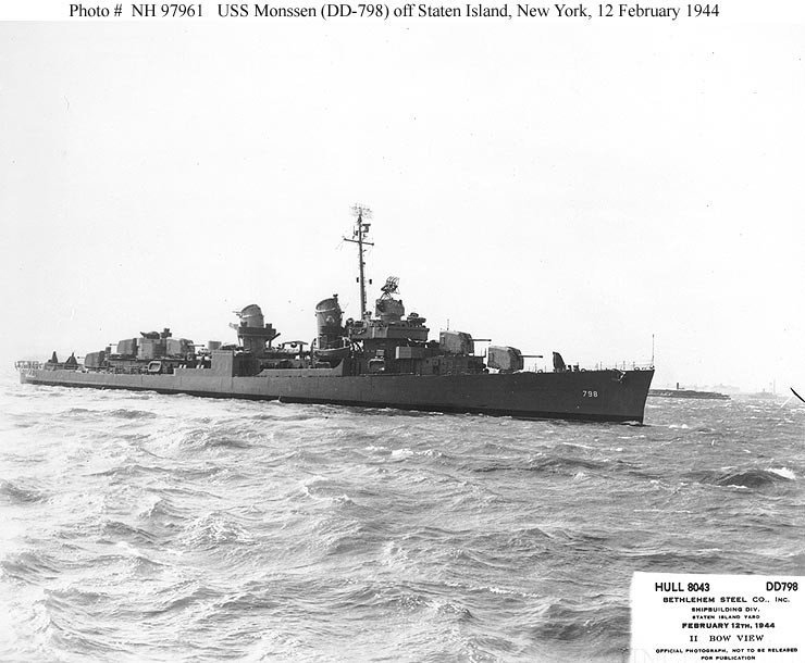 Photo #: NH 97961  USS Monssen (DD-798)