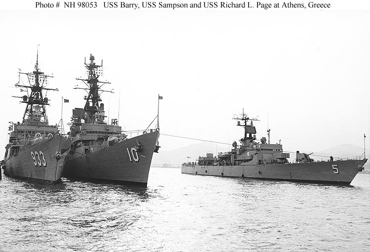 Photo #: NH 98053  USS Barry (DD-933) USS Sampson (DDG-10) USS Richard L. Page (DEG-5)