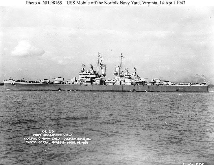 Photo #: NH 98165  USS Mobile (CL-63)