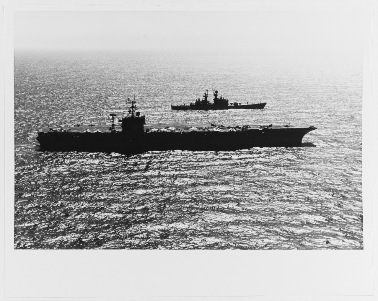 USS NIMITZ (CVN-68) and USS SOUTH CAROLINA (CGN-37) operating in the North Atlantic