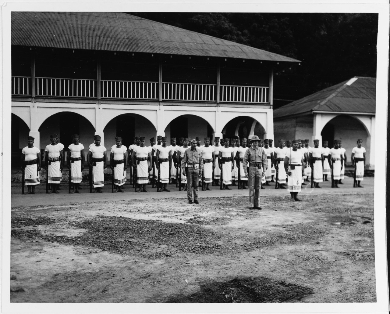 Fita-Fita Guard in formation, Naval Station, Samoa, March 1943