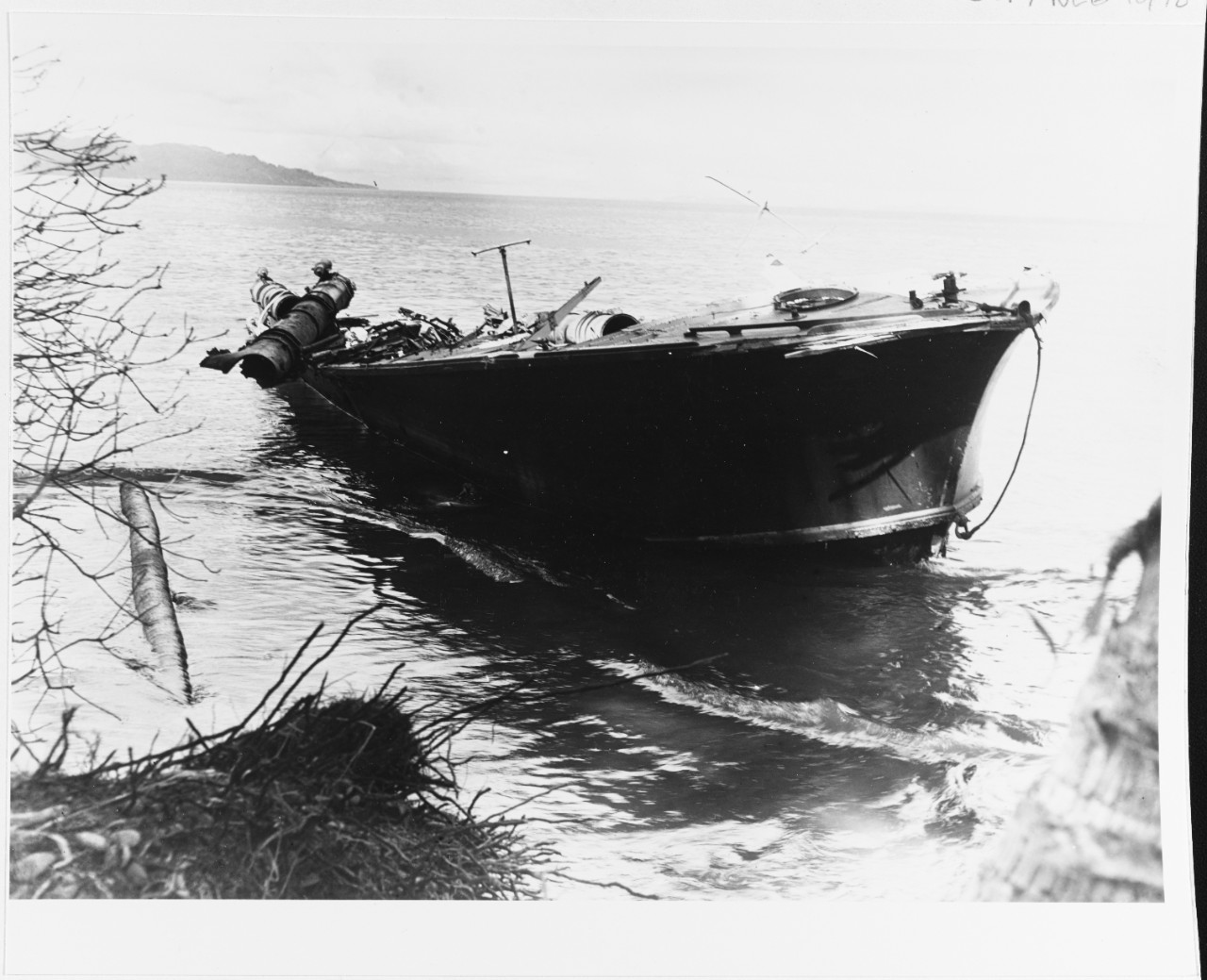 77' Elco Pt Boat beached behind the former Japanese lines, February 16, 1943