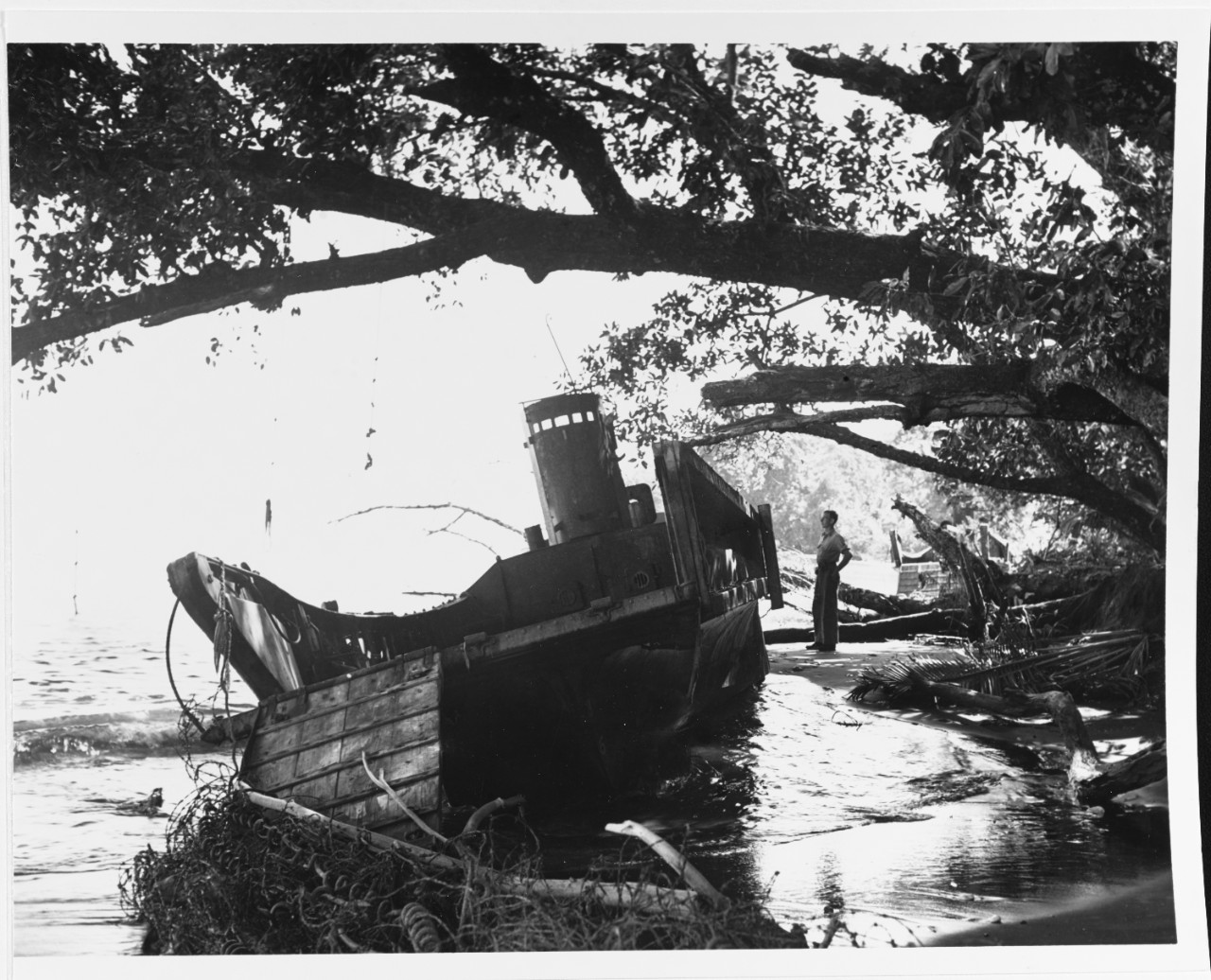 Japanese "Dai Hatsu" Type Landing Craft broached on a Guadalcanal beach, March 23, 1943