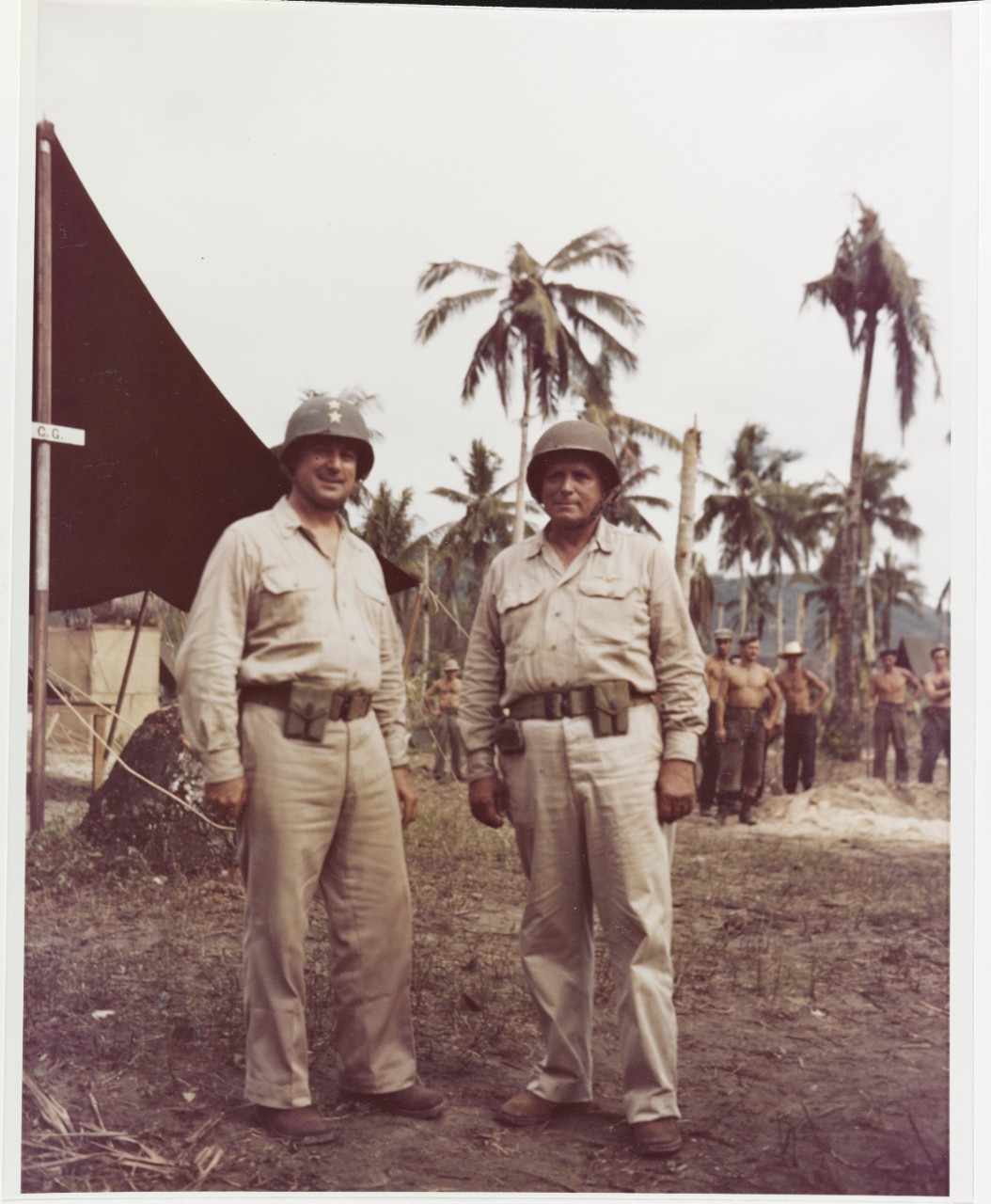 Guam Operation, 1944. Rear Admiral Richard L. Conolly, USN, MGen. Roy S. Geiger, USMC
