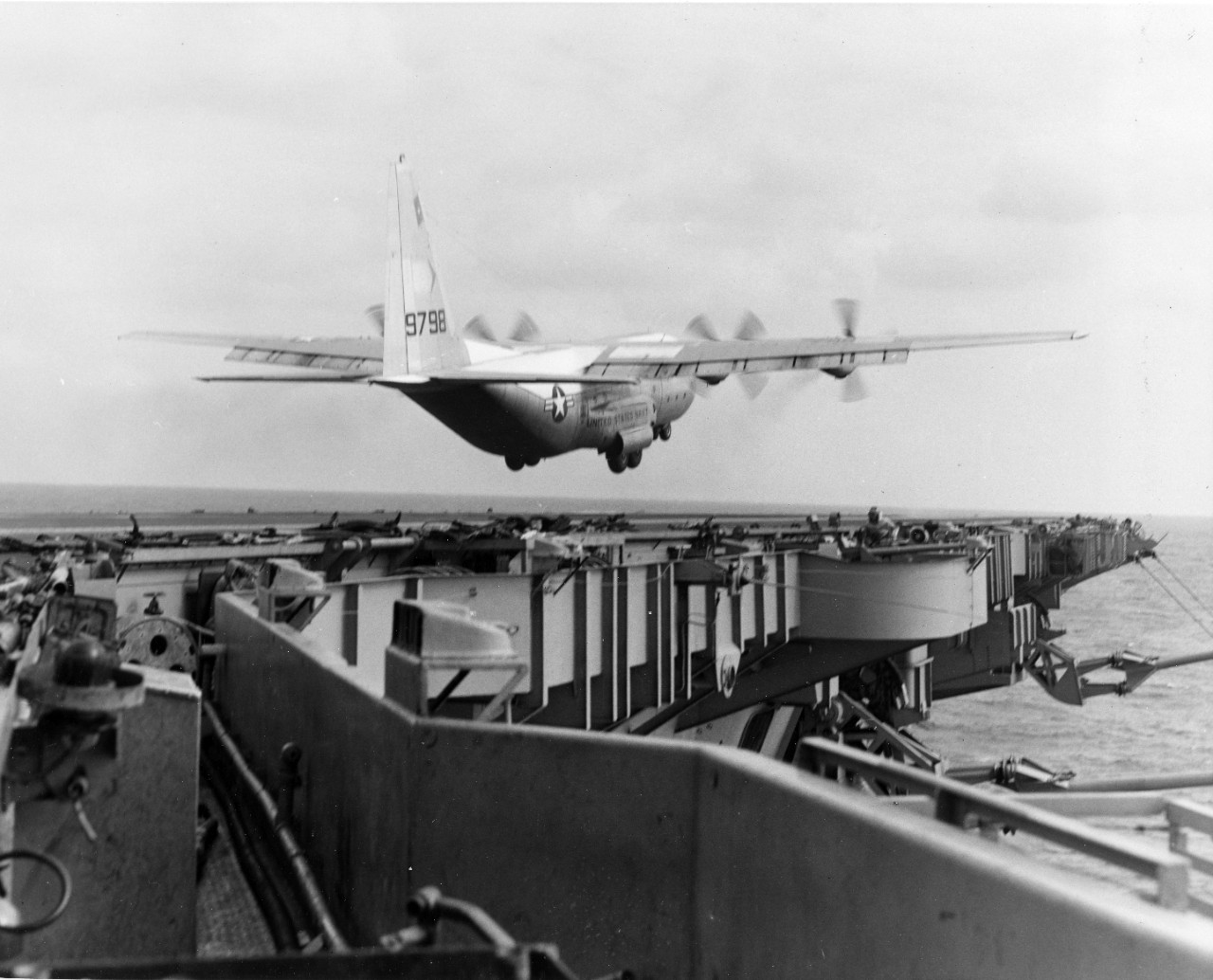 Deck launch of C-130 of the USS Forrestal (CVA-59) on November 21, 1963. 